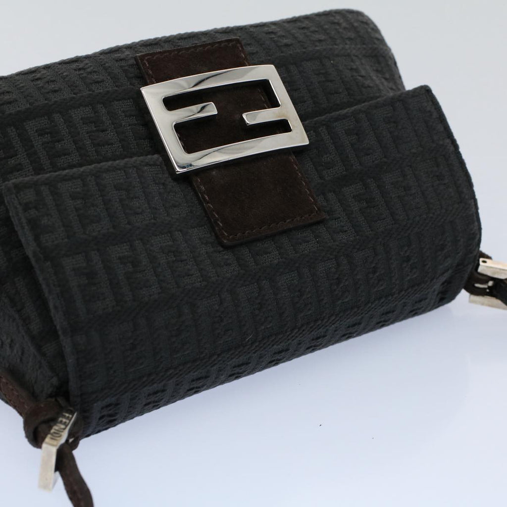 FENDI Zucchino Canvas Mamma Baguette Shoulder Bag Grayfm2754