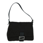 FENDI Zucchino Canvas Shoulder Bag Dark Brownfm2755