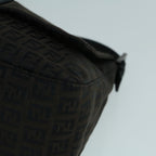 FENDI Zucchino Canvas Shoulder Bag Dark Brownfm2755