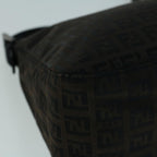 FENDI Zucchino Canvas Shoulder Bag Dark Brownfm2755