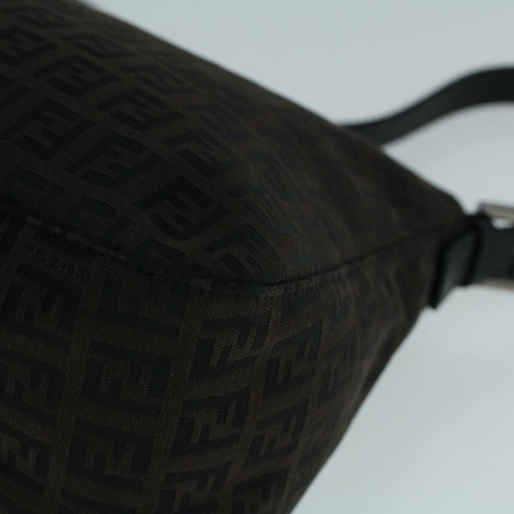 FENDI Zucchino Canvas Shoulder Bag Dark Brownfm2755