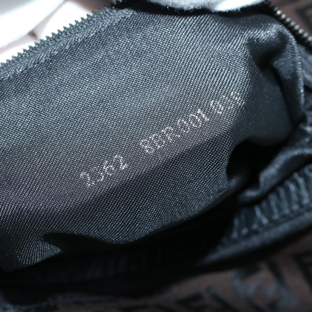 FENDI Zucchino Canvas Shoulder Bag Dark Brownfm2755