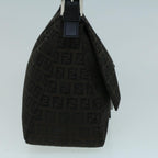 FENDI Zucchino Canvas Shoulder Bag Dark Brownfm2755