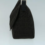 FENDI Zucchino Canvas Shoulder Bag Dark Brownfm2755