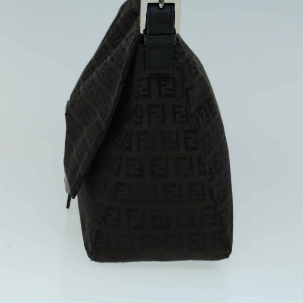 FENDI Zucchino Canvas Shoulder Bag Dark Brownfm2755