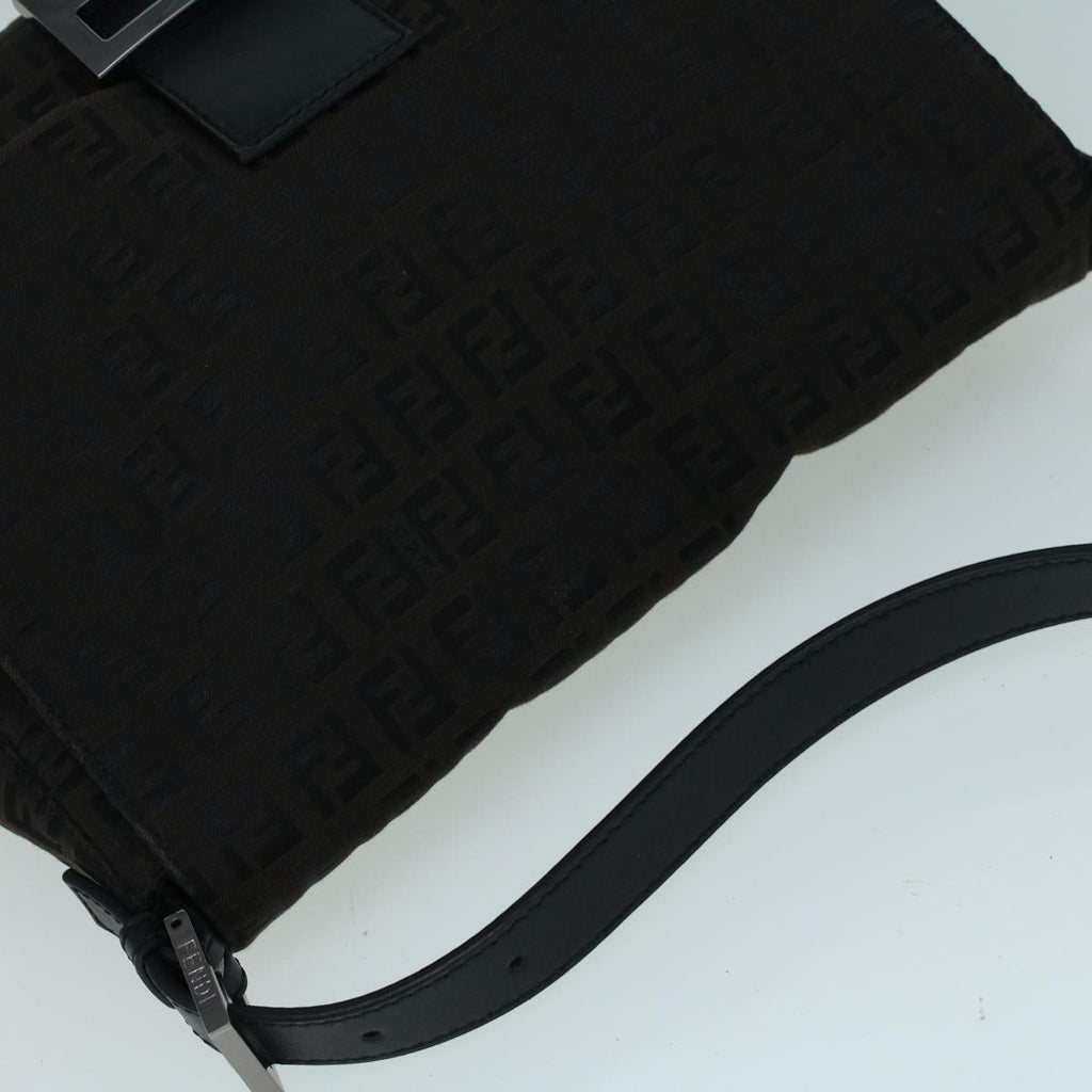 FENDI Zucchino Canvas Shoulder Bag Dark Brownfm2755