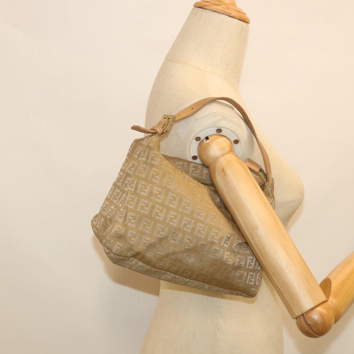 FENDI Zucchino Canvas Pouch Beigefm2756