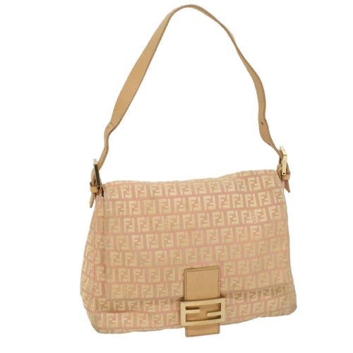 FENDI Zucchino Canvas Mamma Baguette Shoulder Bag Pinkfm2757