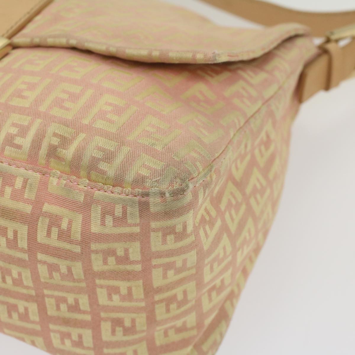 FENDI Zucchino Canvas Mamma Baguette Shoulder Bag Pinkfm2757