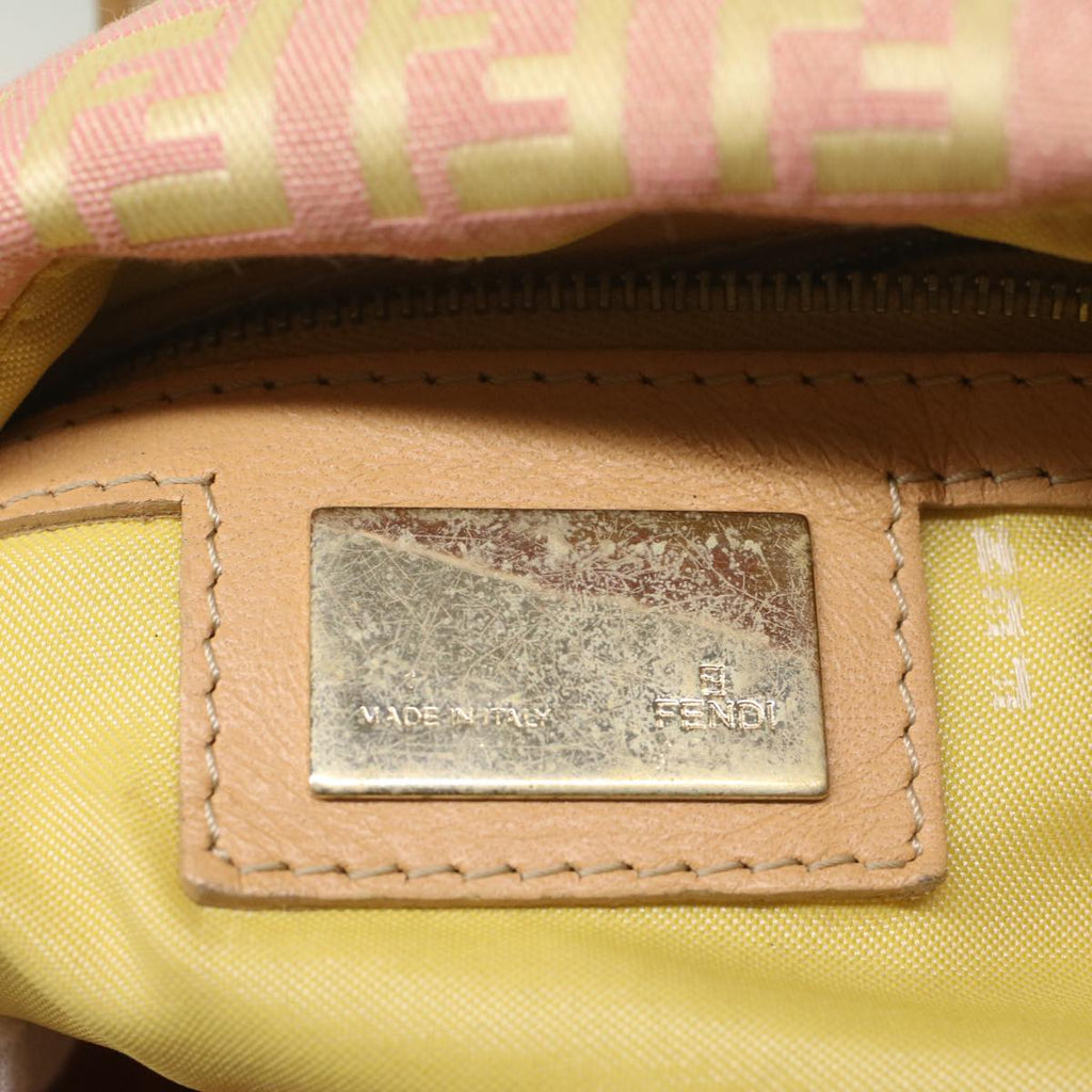 FENDI Zucchino Canvas Mamma Baguette Shoulder Bag Pinkfm2757