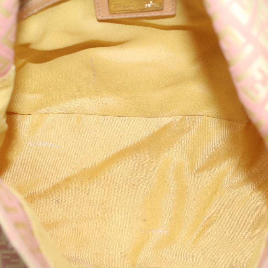 FENDI Zucchino Canvas Mamma Baguette Shoulder Bag Pinkfm2757