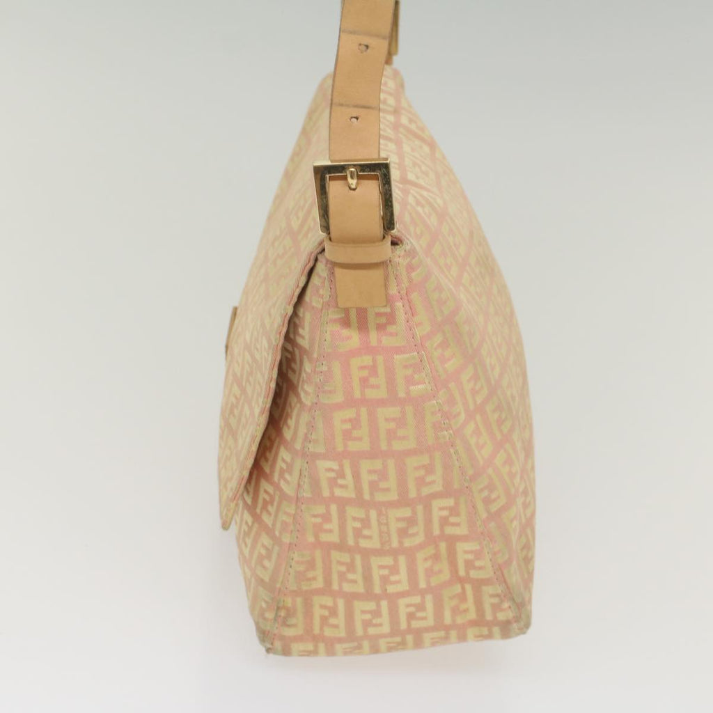 FENDI Zucchino Canvas Mamma Baguette Shoulder Bag Pinkfm2757