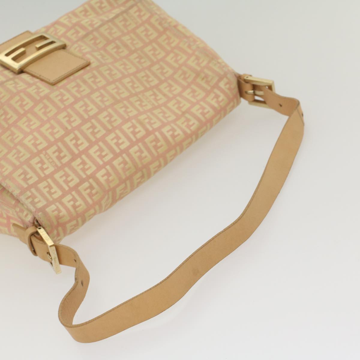FENDI Zucchino Canvas Mamma Baguette Shoulder Bag Pinkfm2757