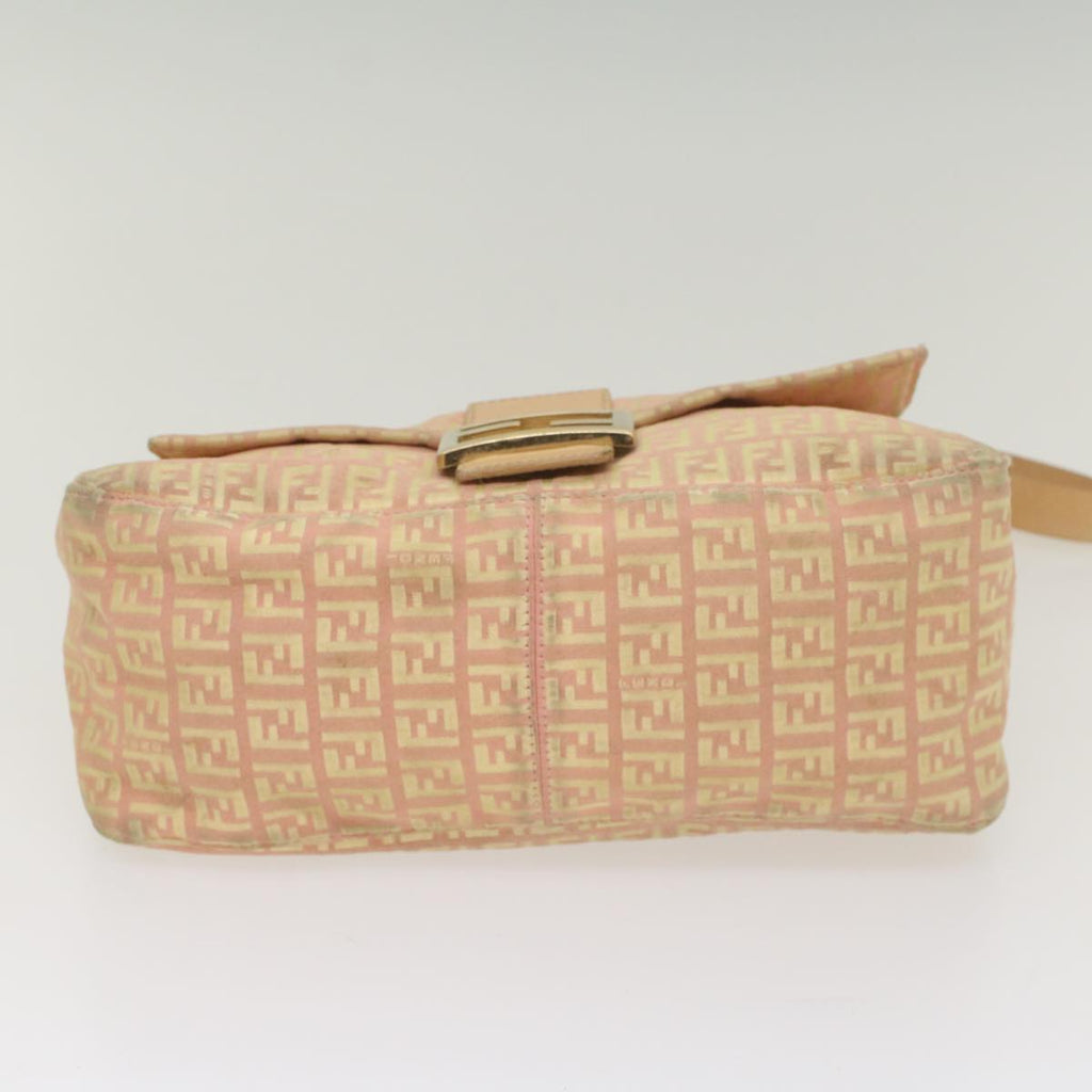 FENDI Zucchino Canvas Mamma Baguette Shoulder Bag Pinkfm2757