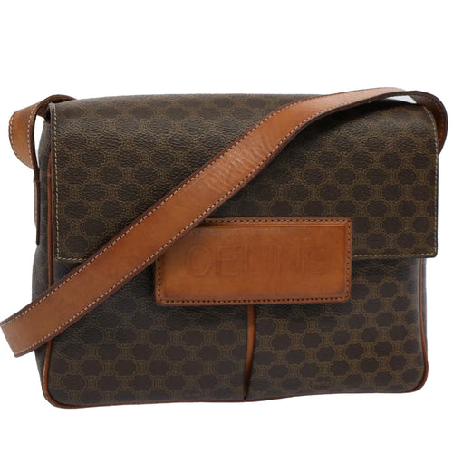 CELINE Macadam Canvas Shoulder Bag PVC Leather Brown  fm2799