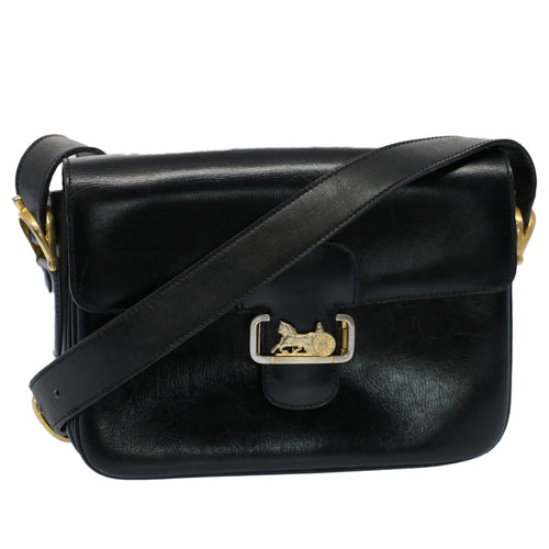 CELINE Horse Carriage Shoulder Bag Leather Black  fm2800