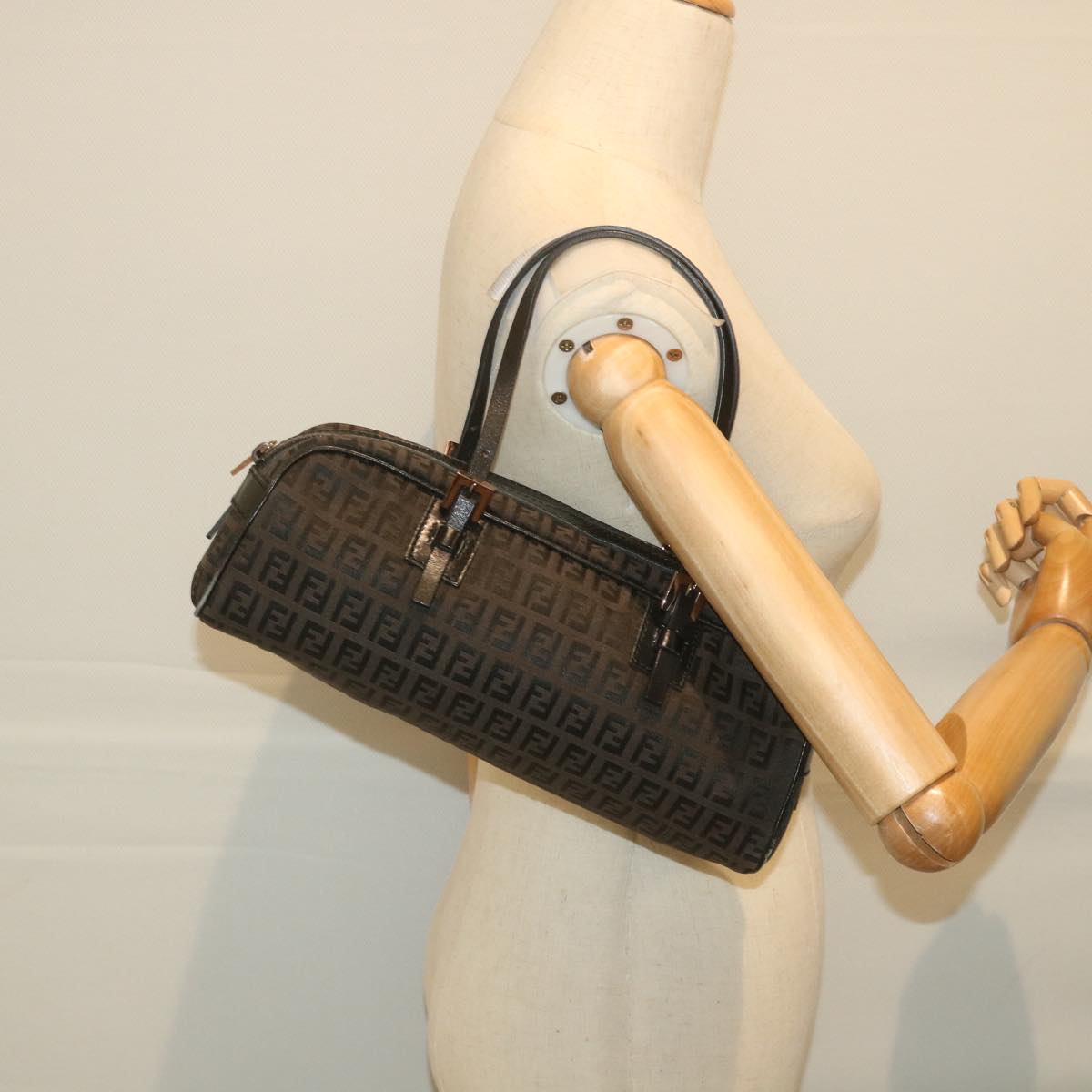FENDI Zucchino Canvas Hand Bag Blackfm2914