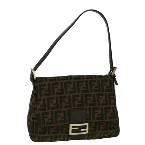 FENDI Zucca Canvas Mamma Baguette Shoulder Bag Brownfm2915