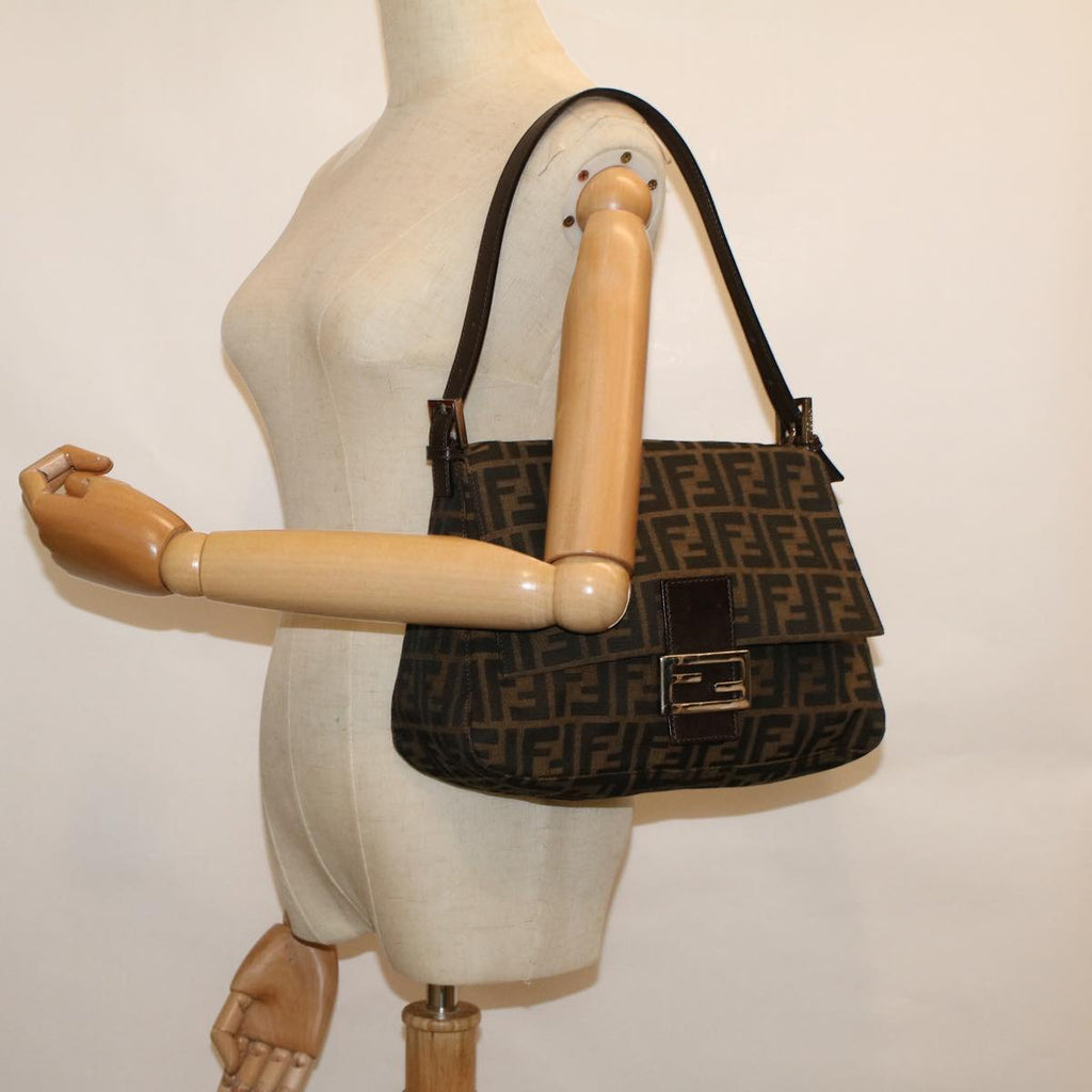 FENDI Zucca Canvas Mamma Baguette Shoulder Bag Brownfm2915