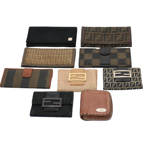 FENDI Zucchino Pequin Canvas Wallet Nylon 9Set Beige Blackfm2985