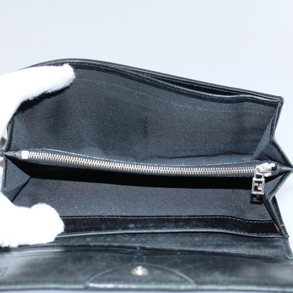 FENDI Zucchino Pequin Canvas Wallet Nylon 9Set Beige Blackfm2985