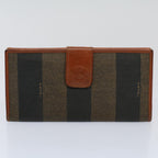 FENDI Zucchino Pequin Canvas Wallet Nylon 9Set Beige Blackfm2985