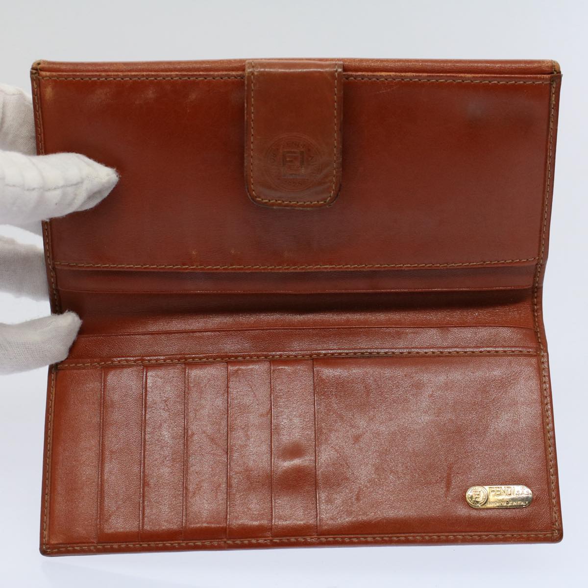 FENDI Zucchino Pequin Canvas Wallet Nylon 9Set Beige Blackfm2985