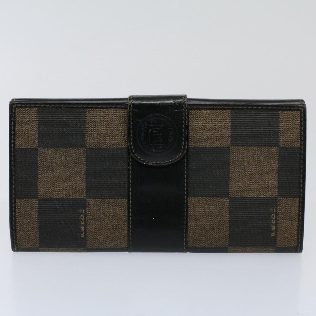FENDI Zucchino Pequin Canvas Wallet Nylon 9Set Beige Blackfm2985