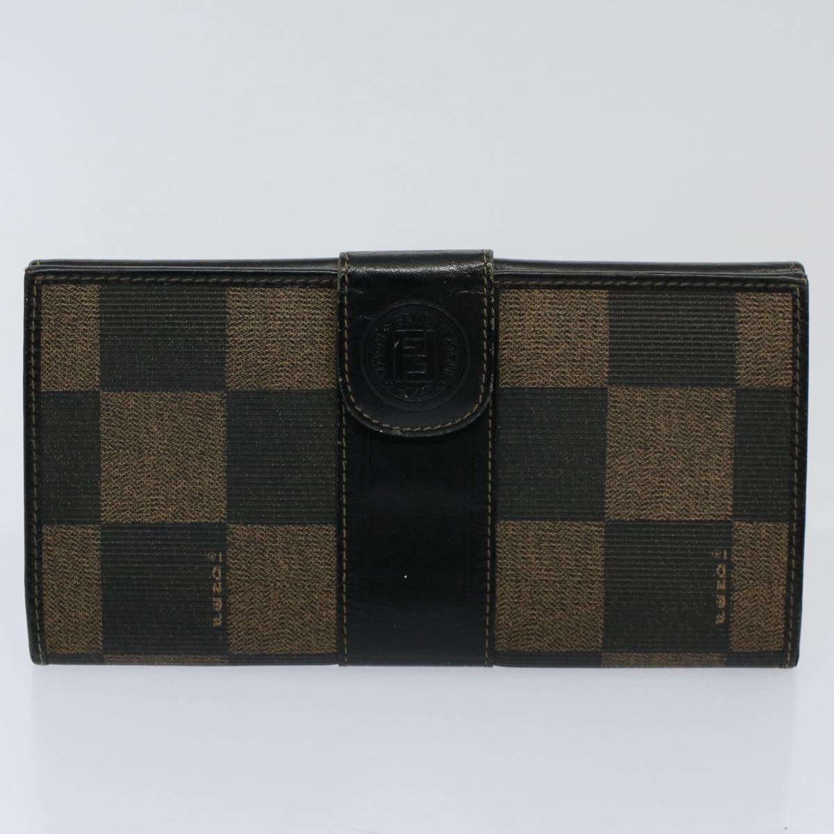 FENDI Zucchino Pequin Canvas Wallet Nylon 9Set Beige Blackfm2985