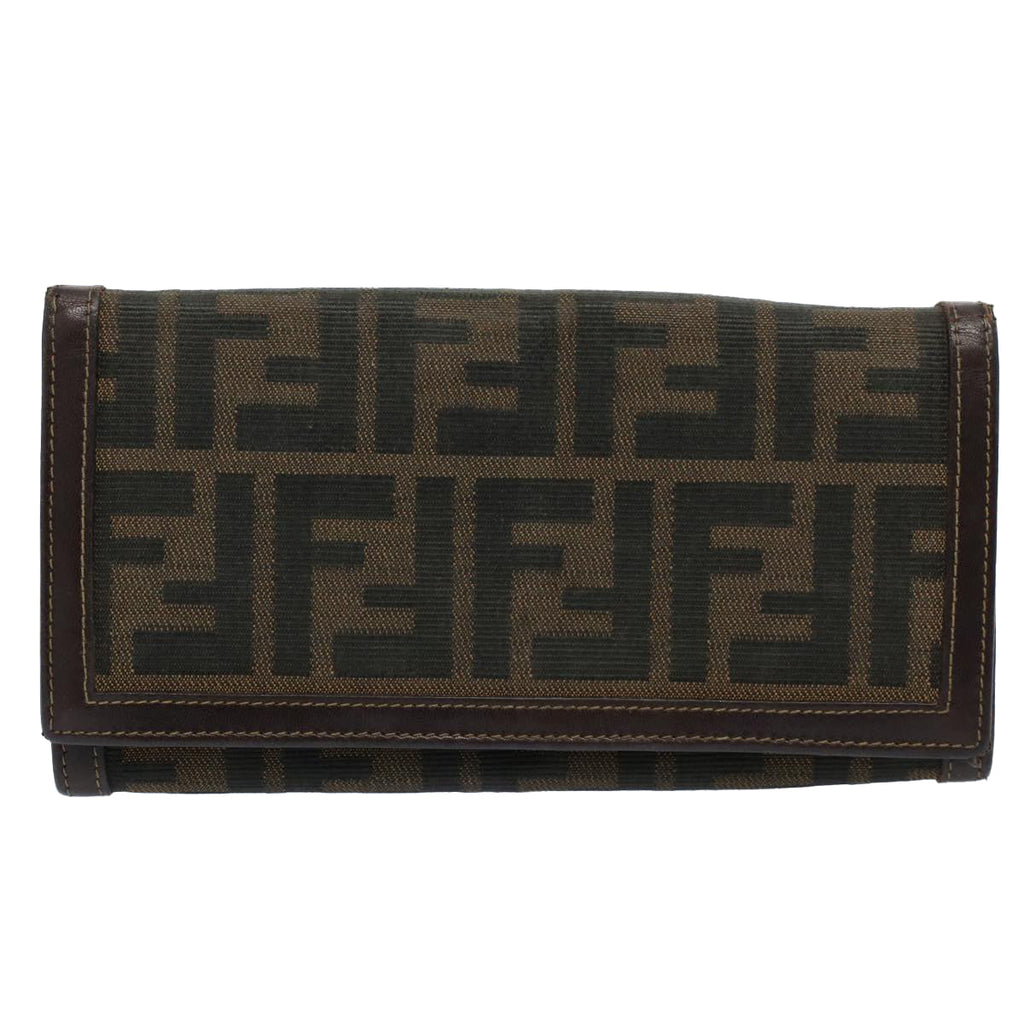 FENDI Zucchino Pequin Canvas Wallet Nylon 9Set Beige Blackfm2985