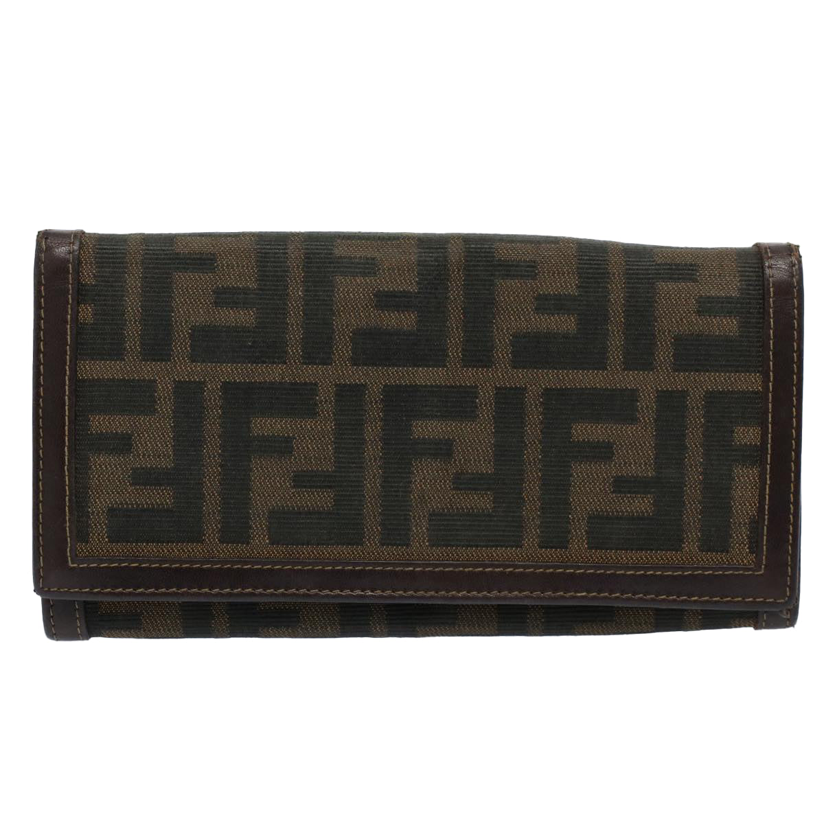 FENDI Zucchino Pequin Canvas Wallet Nylon 9Set Beige Blackfm2985