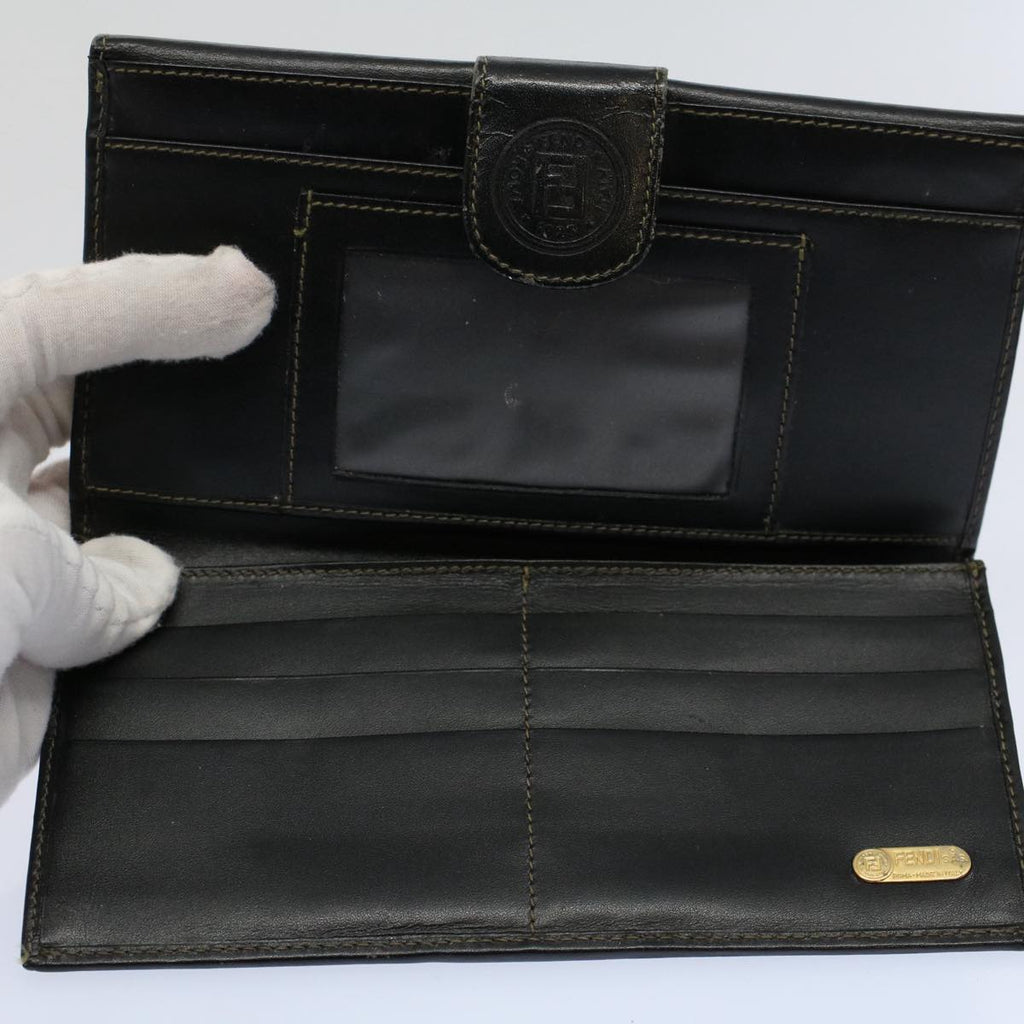 FENDI Zucchino Pequin Canvas Wallet Nylon 9Set Beige Blackfm2985