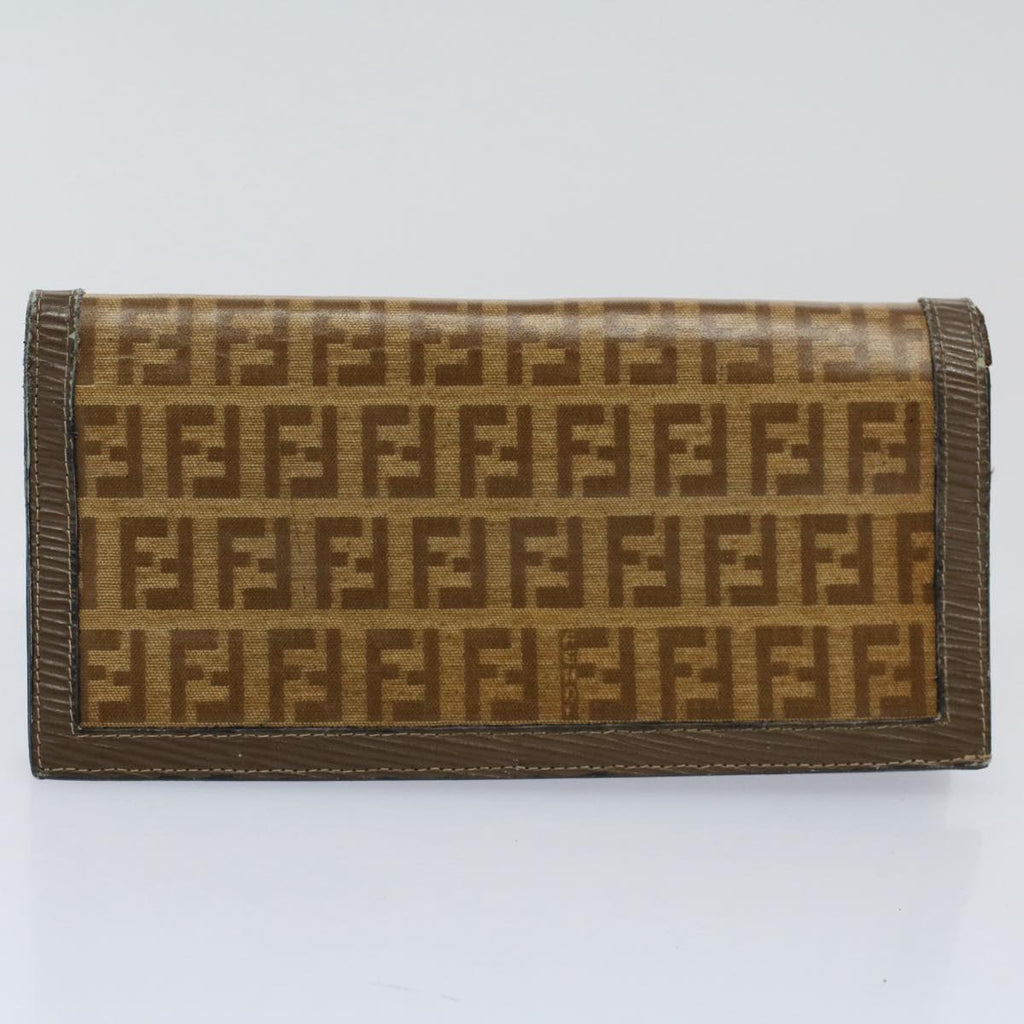 FENDI Zucchino Pequin Canvas Wallet Nylon 9Set Beige Blackfm2985