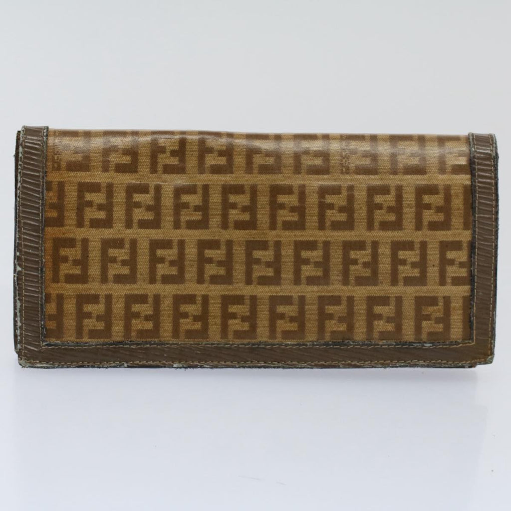 FENDI Zucchino Pequin Canvas Wallet Nylon 9Set Beige Blackfm2985