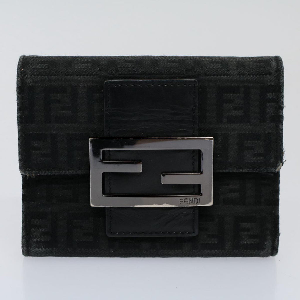 FENDI Zucchino Pequin Canvas Wallet Nylon 9Set Beige Blackfm2985