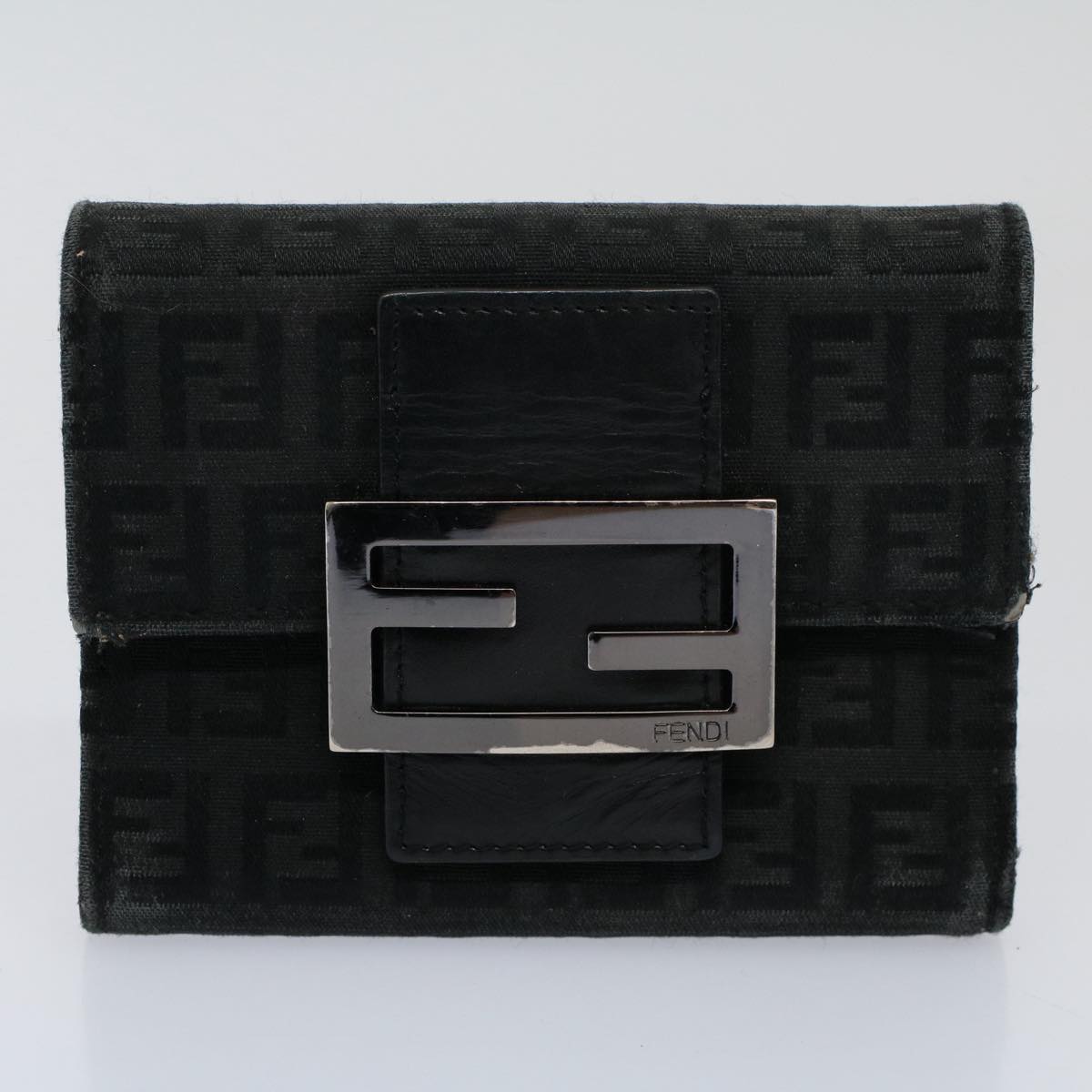 FENDI Zucchino Pequin Canvas Wallet Nylon 9Set Beige Blackfm2985