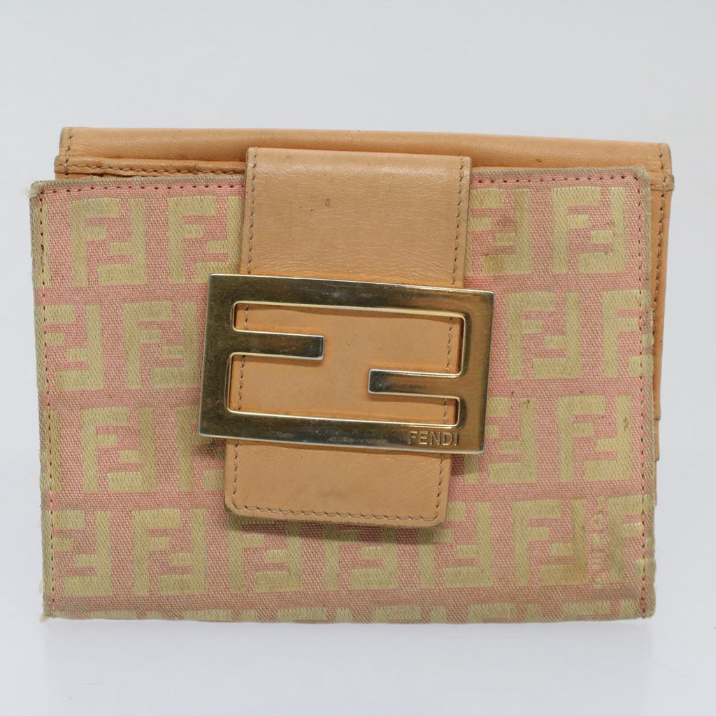 FENDI Zucchino Pequin Canvas Wallet Nylon 9Set Beige Blackfm2985