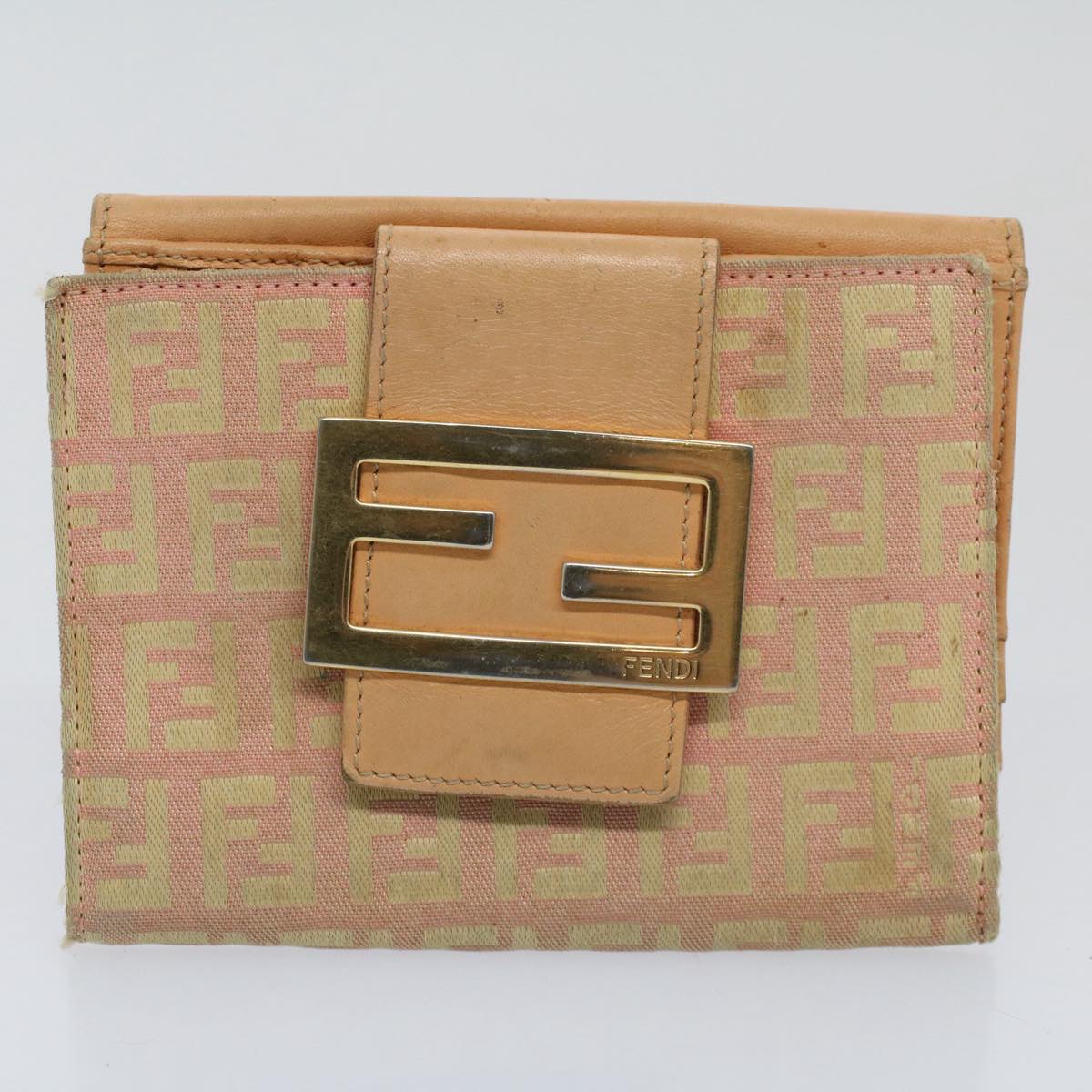 FENDI Zucchino Pequin Canvas Wallet Nylon 9Set Beige Blackfm2985