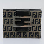 FENDI Zucchino Pequin Canvas Wallet Nylon 9Set Beige Blackfm2985