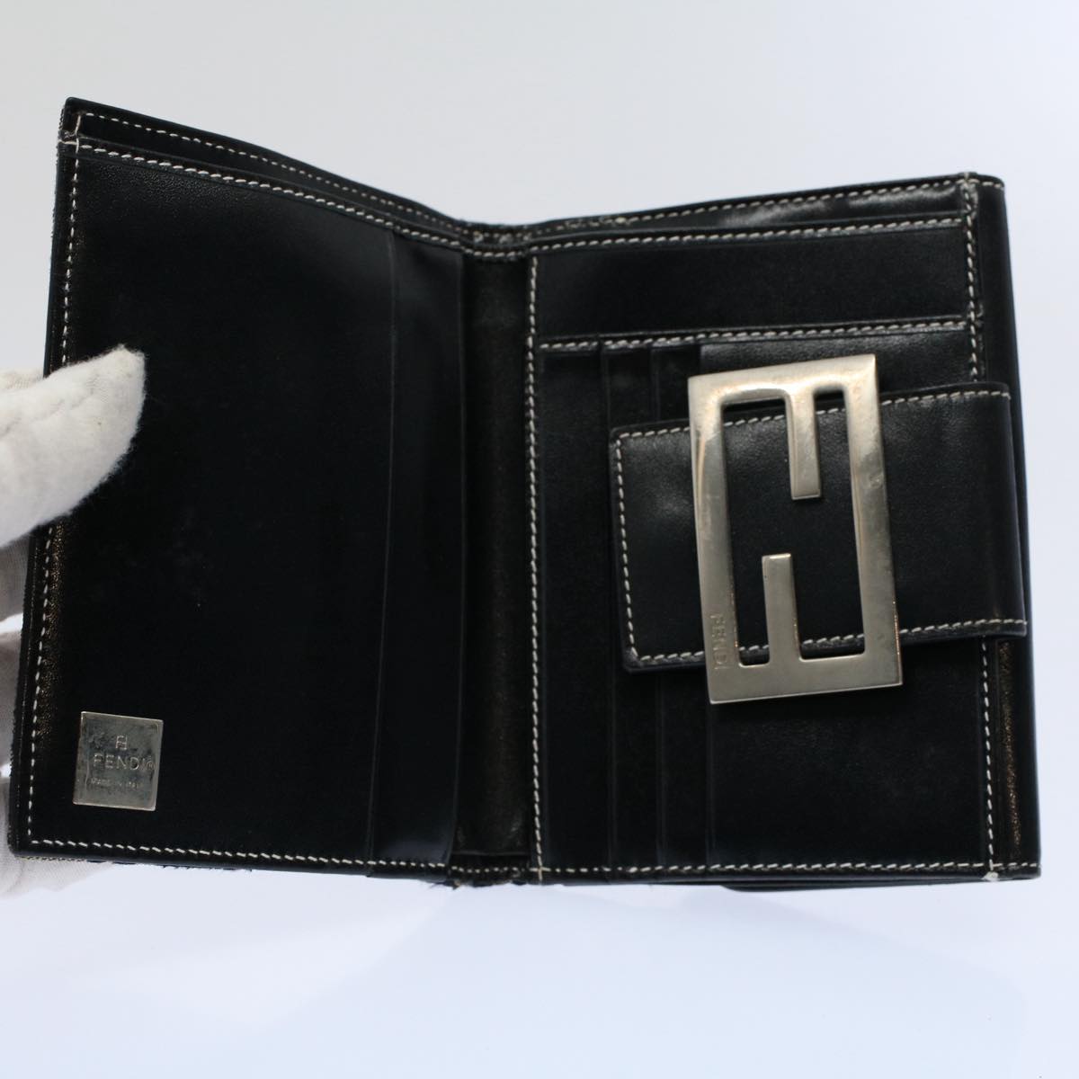 FENDI Zucchino Pequin Canvas Wallet Nylon 9Set Beige Blackfm2985