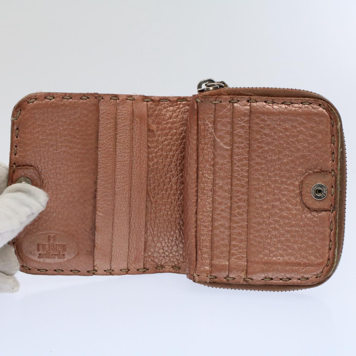 FENDI Zucchino Pequin Canvas Wallet Nylon 9Set Beige Blackfm2985