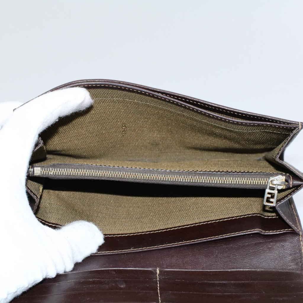 FENDI Zucchino Pequin Canvas Wallet Nylon 9Set Beige Blackfm2985