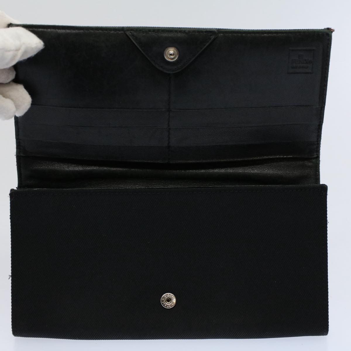 FENDI Zucchino Pequin Canvas Wallet Nylon 9Set Beige Blackfm2985