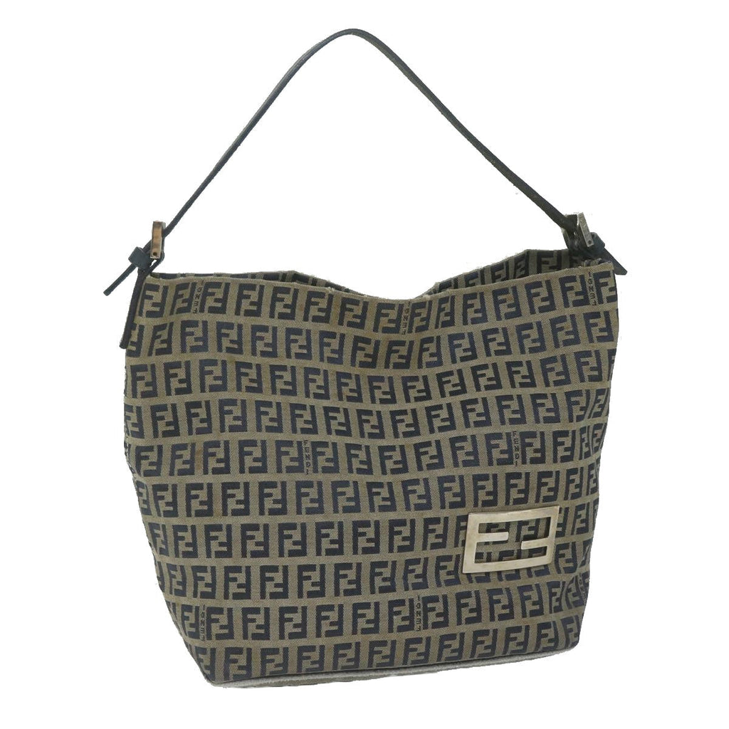 FENDI Zucchino Canvas Shoulder Bag Navyfm3014