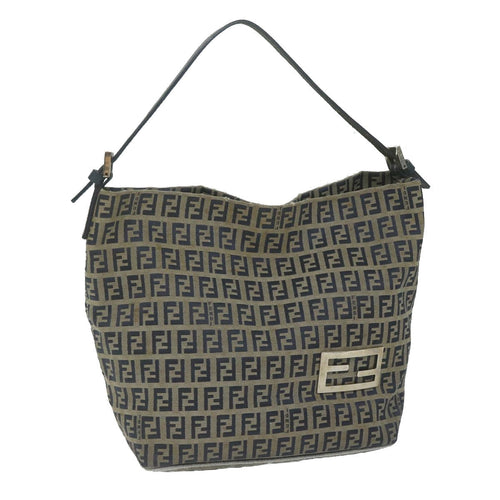 FENDI Zucchino Canvas Shoulder Bag Navyfm3014