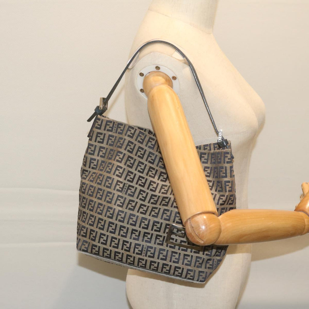 FENDI Zucchino Canvas Shoulder Bag Navyfm3014
