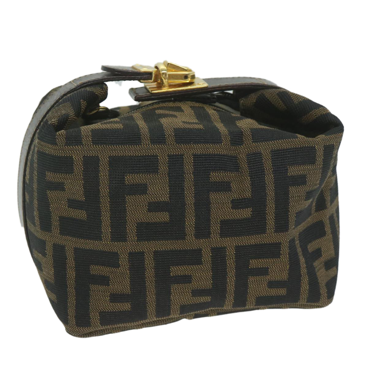 FENDI Zucca Canvas Hand Bag Black Brownfm3015