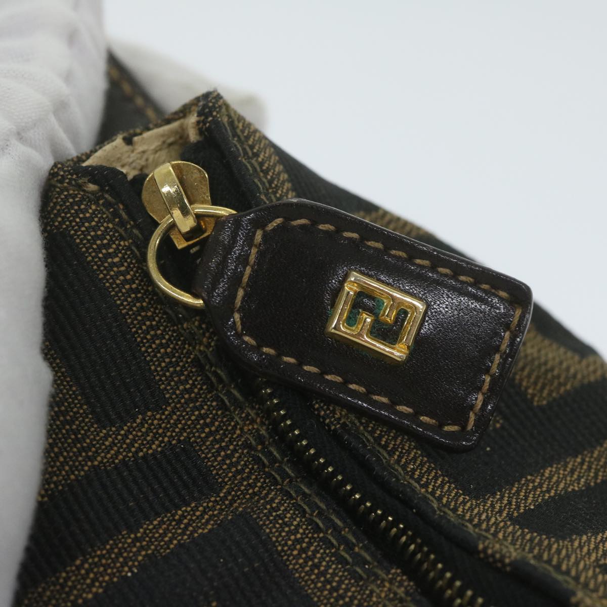 FENDI Zucca Canvas Hand Bag Black Brownfm3015