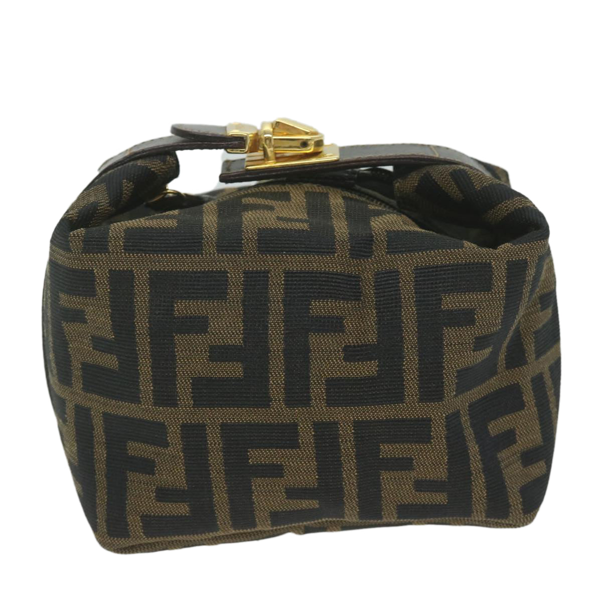 FENDI Zucca Canvas Hand Bag Black Brownfm3015