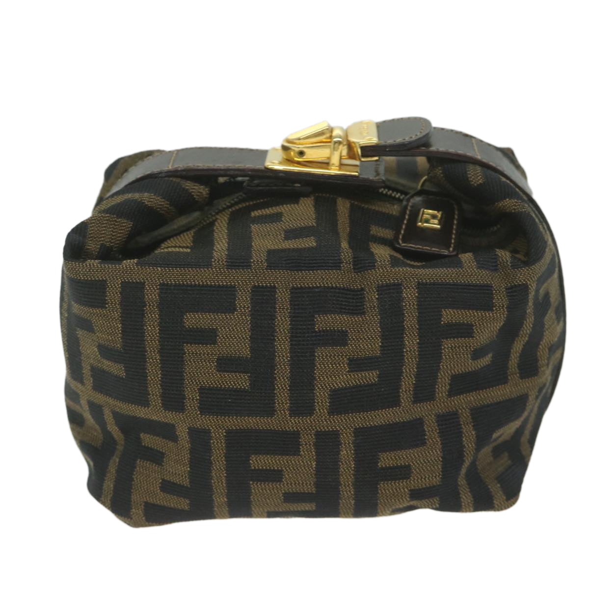 FENDI Zucca Canvas Hand Bag Black Brownfm3015